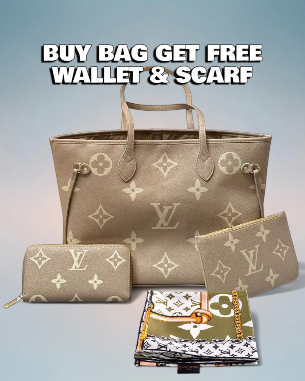 Louis Vuitton Tan Giant Monogram Empreinte Neverfull MM