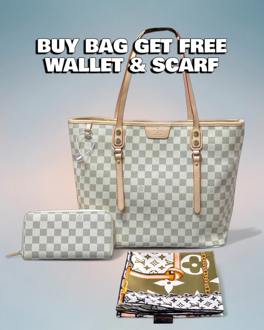 Louis Vuitton Cream Damier Azur Neverfull MM