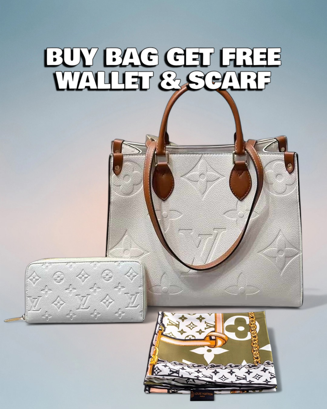 Louis Vuitton Cream Giant Monogram Empreinte Onthego MM