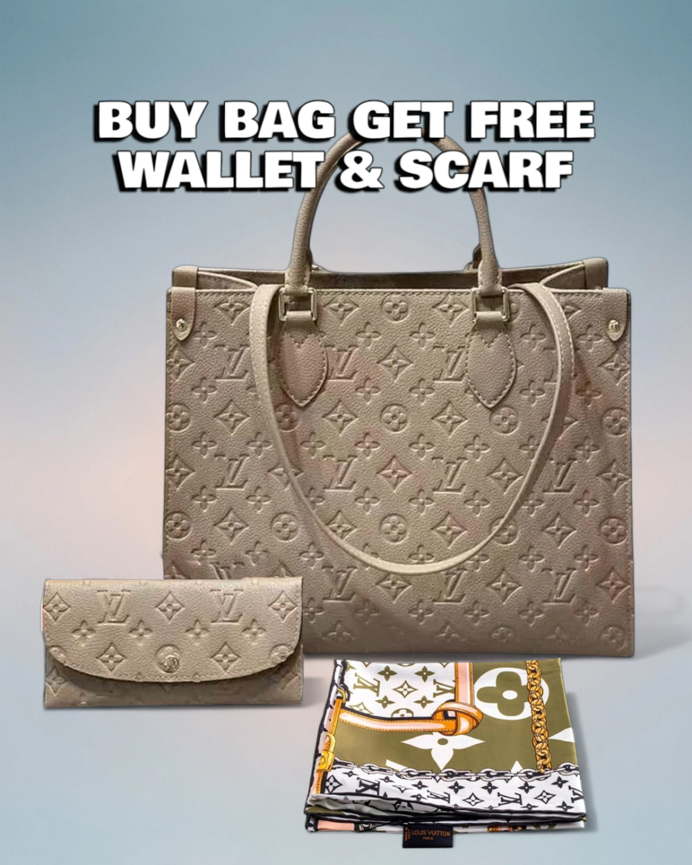 Louis Vuitton Tourterelle / Crème Monogram Empreinte Onthego MM
