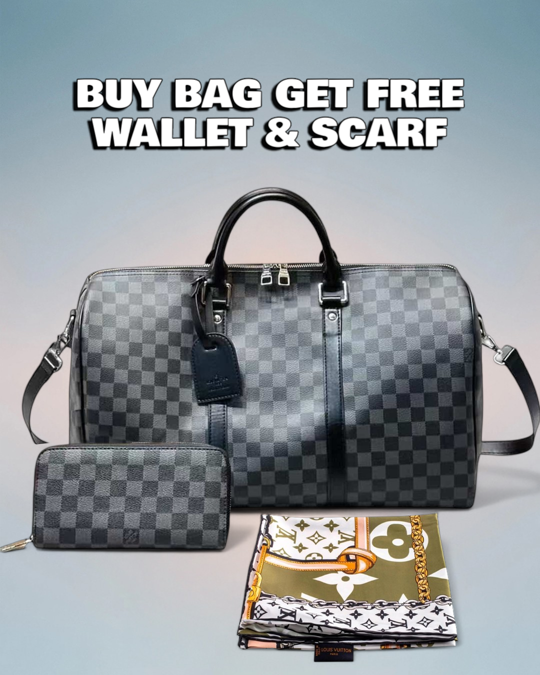 Louis Vuitton Black Damier Azur Keepall Bandoulière 45