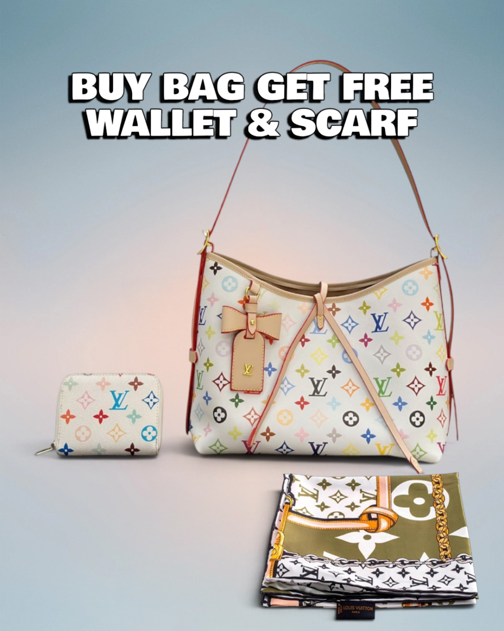 Louis Vuitton Cream Multicolor Monogram Canvas CarryAll PM