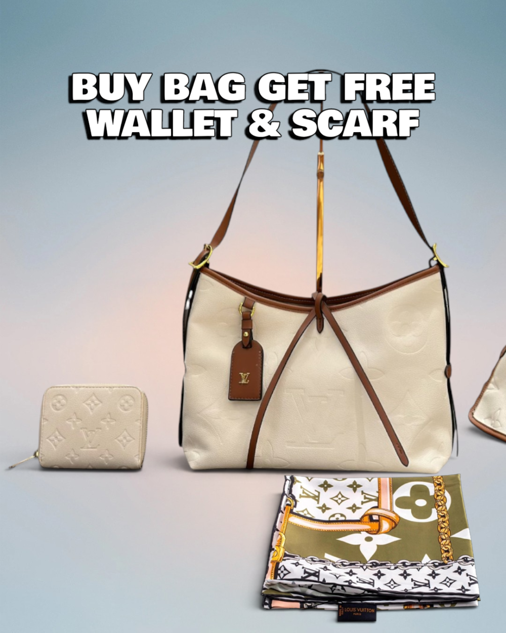 Louis Vuitton Cream Monogram Empreinte CarryAll PM