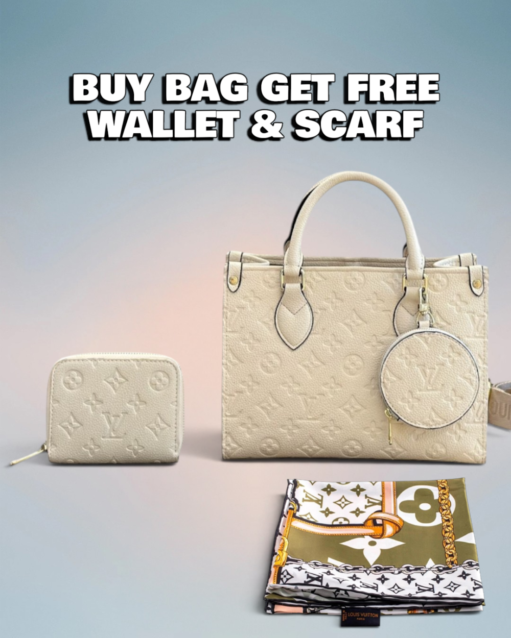 Louis Vuitton Cream Monogram Empreinte Onthego PM