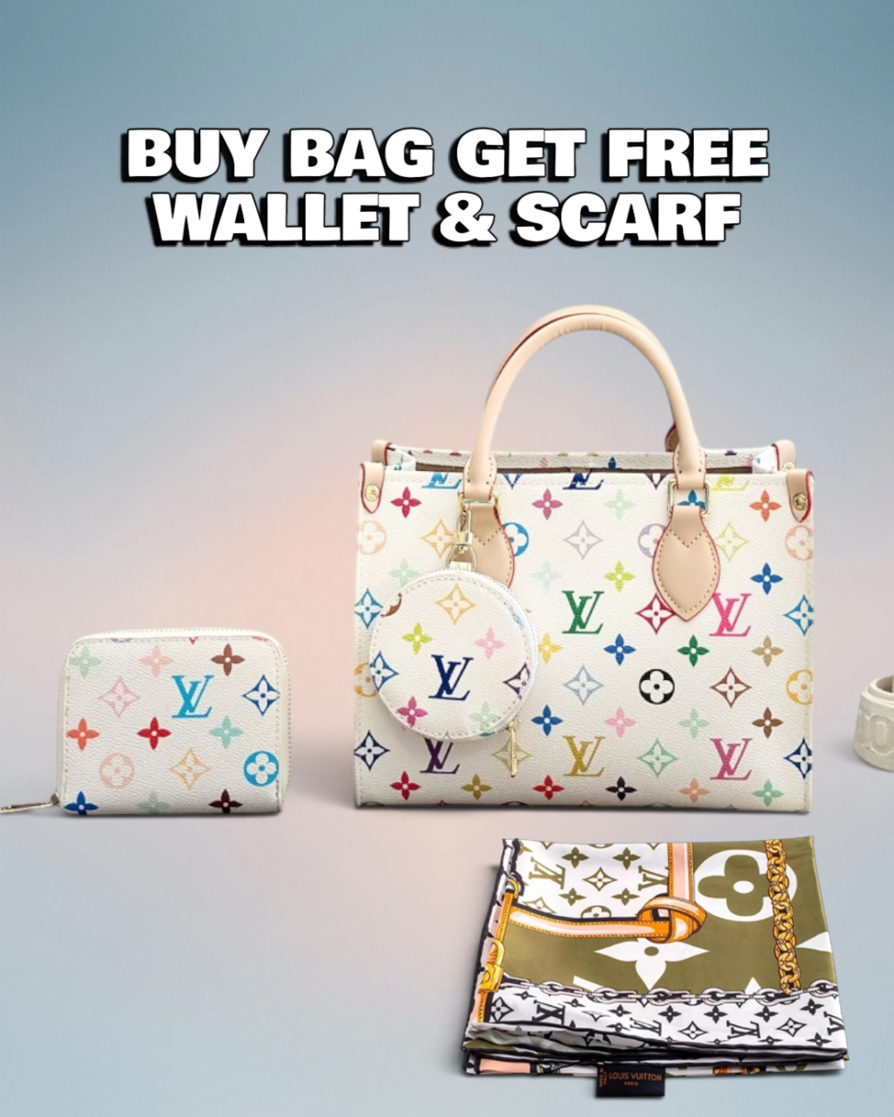 Louis Vuitton Cream Multicolor Monogram Canvas Onthego PM