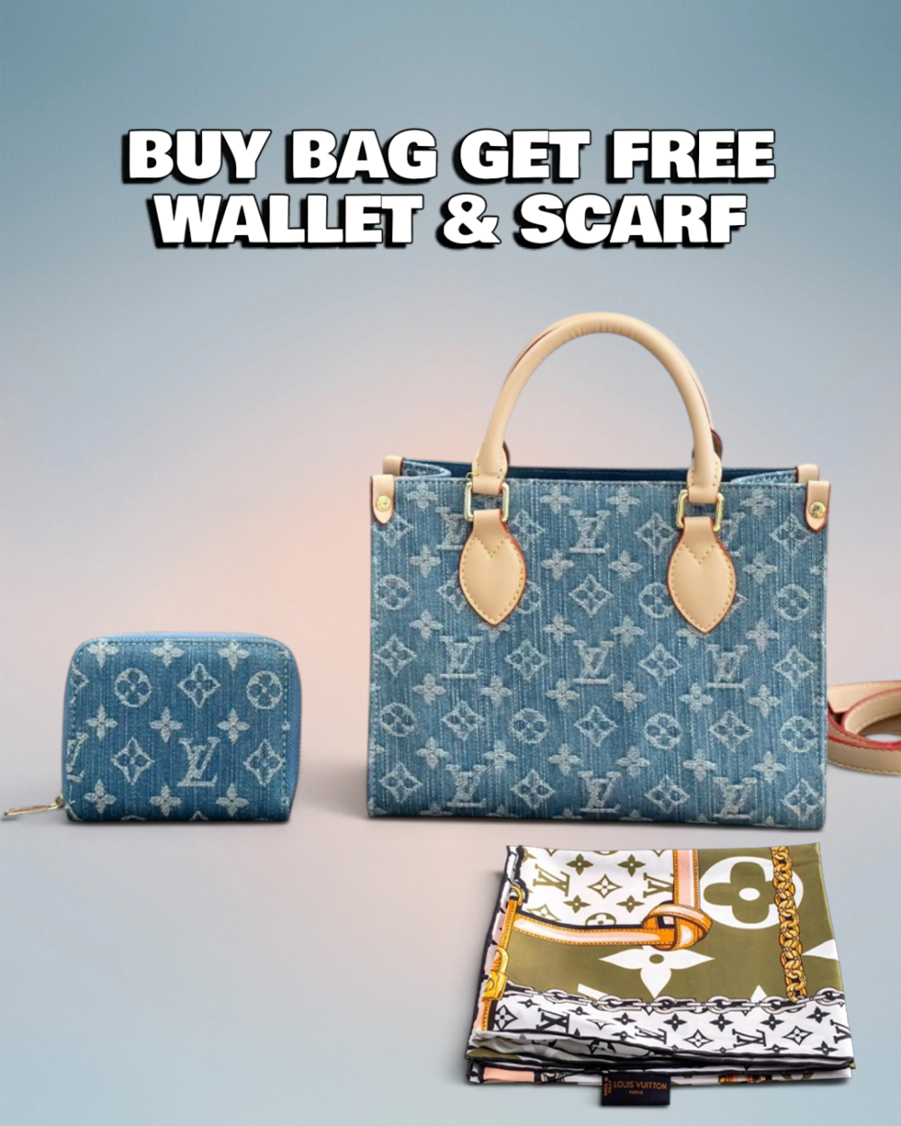 Louis Vuitton Blue Denim Monogram Canvas Onthego PM