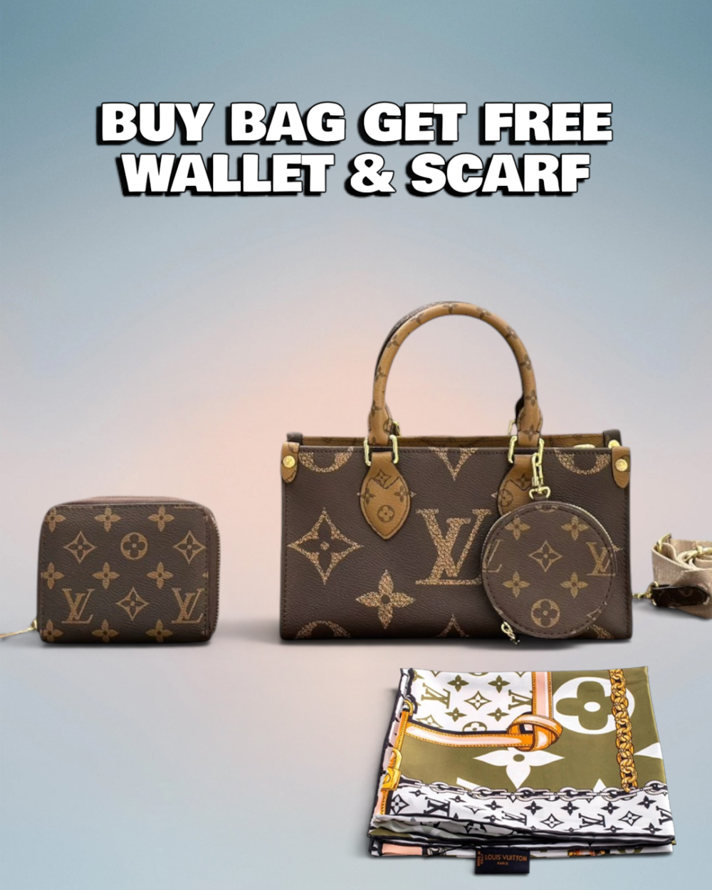 Louis Vuitton Brown Giant Monogram Canvas Onthego E/W