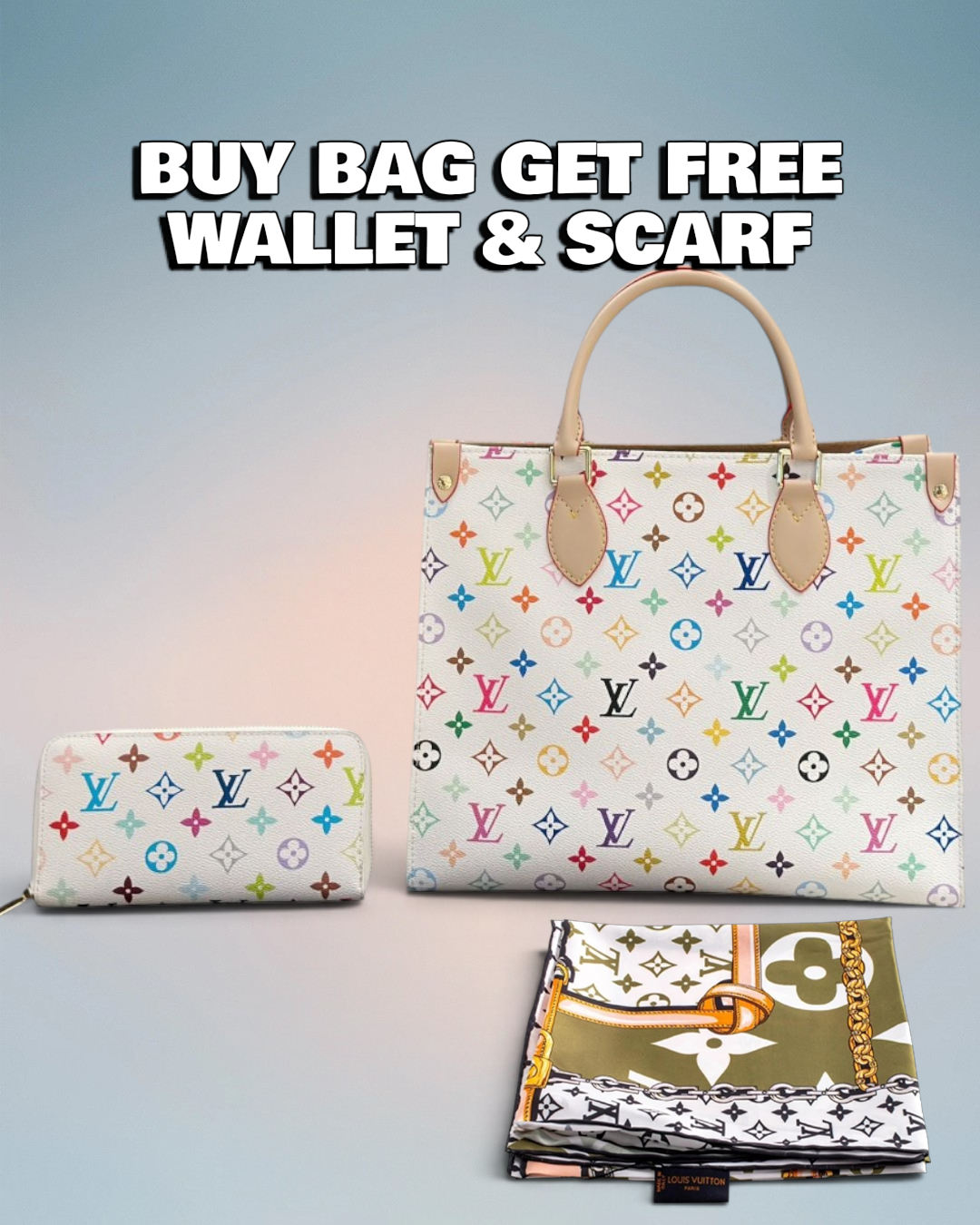 Louis Vuitton White Multicolor Onthego MM