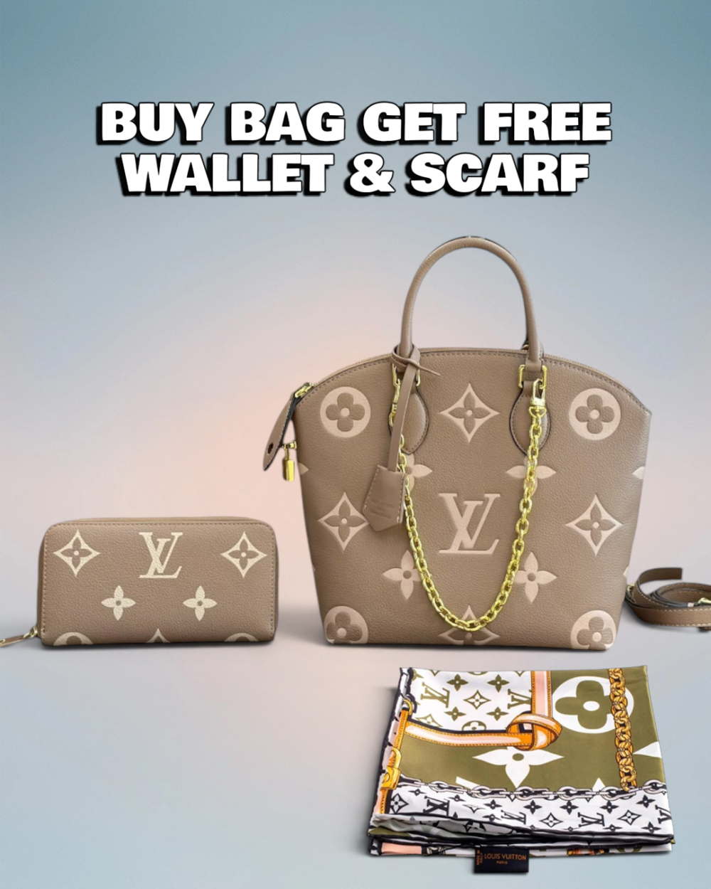 Louis Vuitton Tourterelle / Crème Giant Monogram Lockit PM