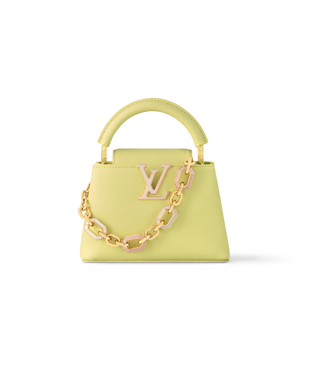AAA Replica Louis Vuitton LV CAPUCINES MINI TAURILLON YELLOW GHW