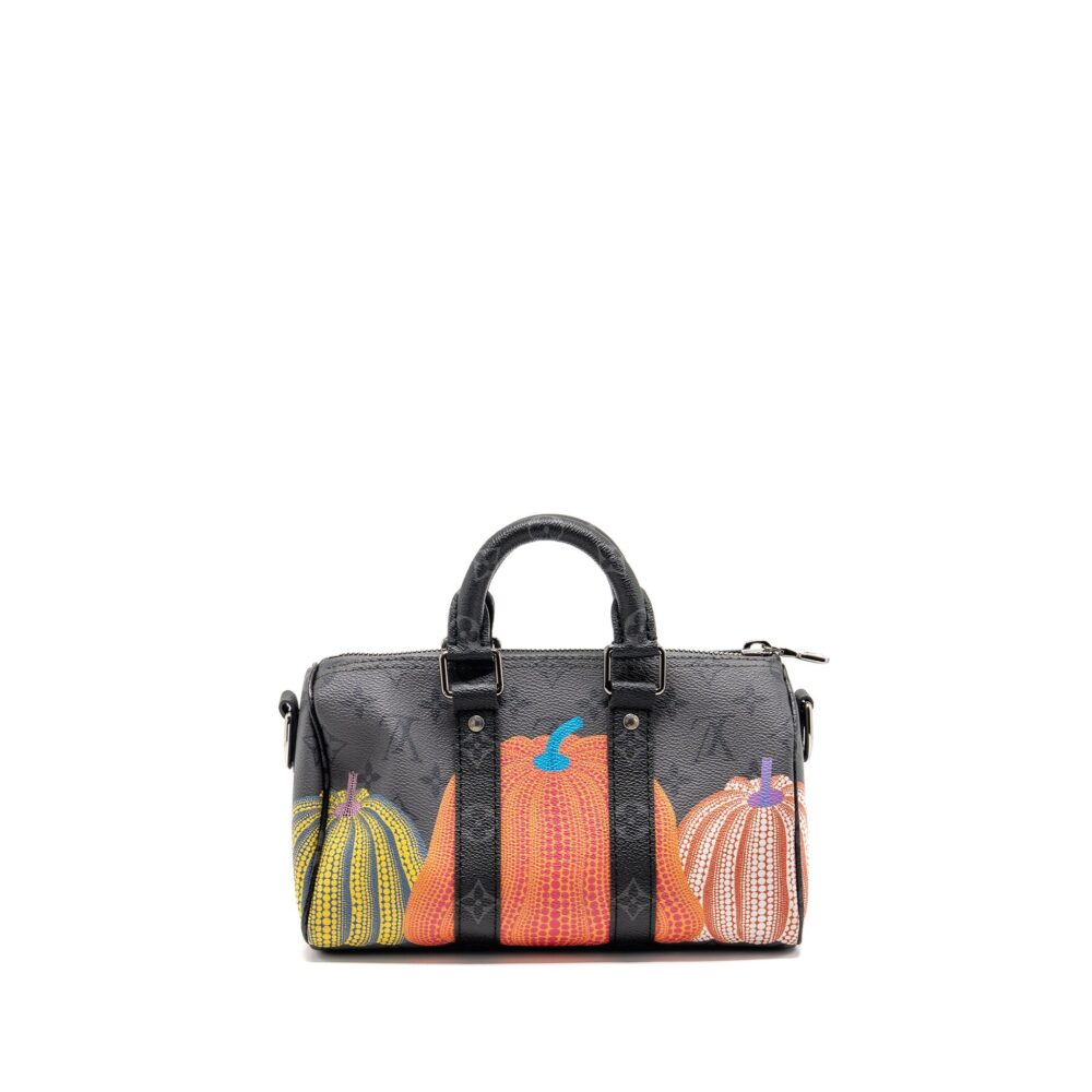 AAA Replica Louis Vuitton LV X YAYOI KUSAMA KEEPALL BANDOULIERE 25 PUMPKIN MULTICOLOURED MONOGRAM CANVAS SHW
