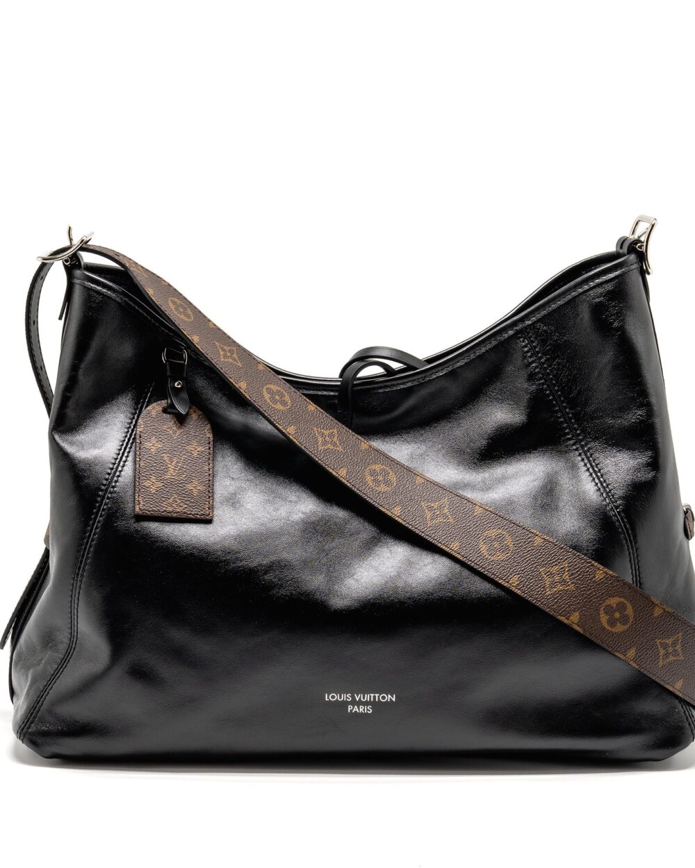 AAA Replica Louis Vuitton LV Carryall Vibe MM Lambskin/Monogram Canvas Black SHW M25143