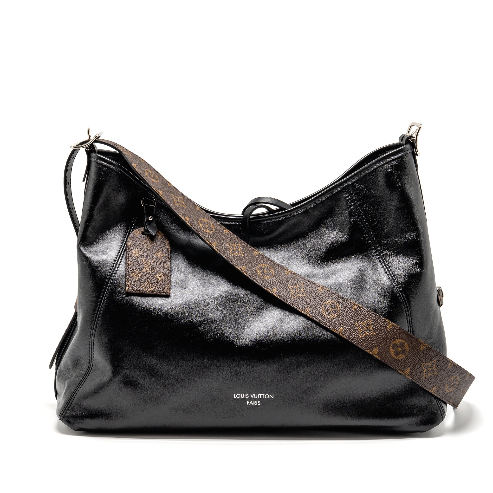AAA Replica Louis Vuitton LV Carryall Vibe MM Lambskin/Monogram Canvas Black SHW M25143