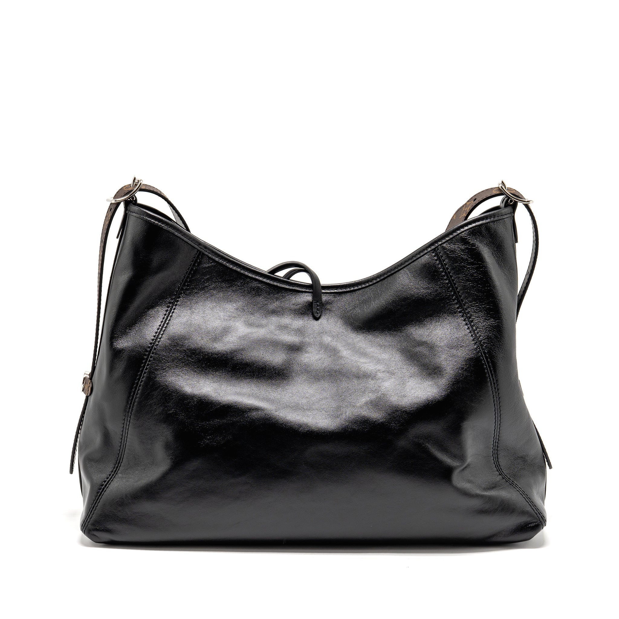 AAA Replica Louis Vuitton LV Carryall Vibe MM Lambskin/Monogram Canvas Black SHW M25143