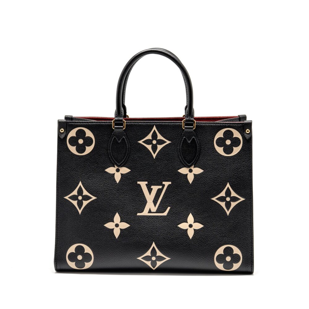 AAA Replica Louis Vuitton LV ONTHEGO MM MONOGRAM EMPREINTE LEATHER BLACK/BEIGE GHW