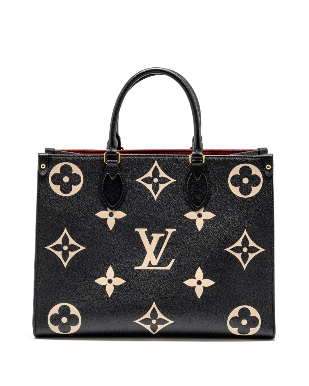 AAA Replica Louis Vuitton LV ONTHEGO MM MONOGRAM EMPREINTE LEATHER BLACK/BEIGE GHW