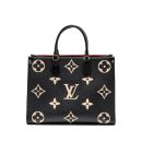 AAA Replica Louis Vuitton LV ONTHEGO MM MONOGRAM EMPREINTE LEATHER BLACK/BEIGE GHW