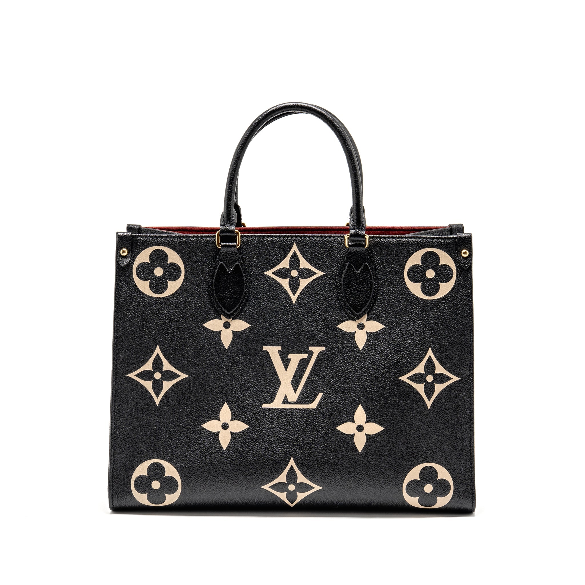 AAA Replica Louis Vuitton LV ONTHEGO MM MONOGRAM EMPREINTE LEATHER BLACK/BEIGE GHW