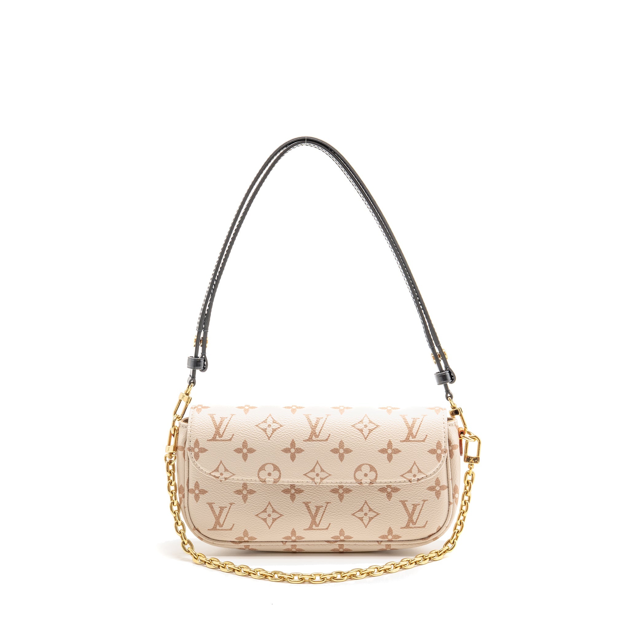 AAA Replica Louis Vuitton LV IVY WALLET ON CHAIN MONOGRAM DUNE CANVAS BEIGE/CREAM GHW