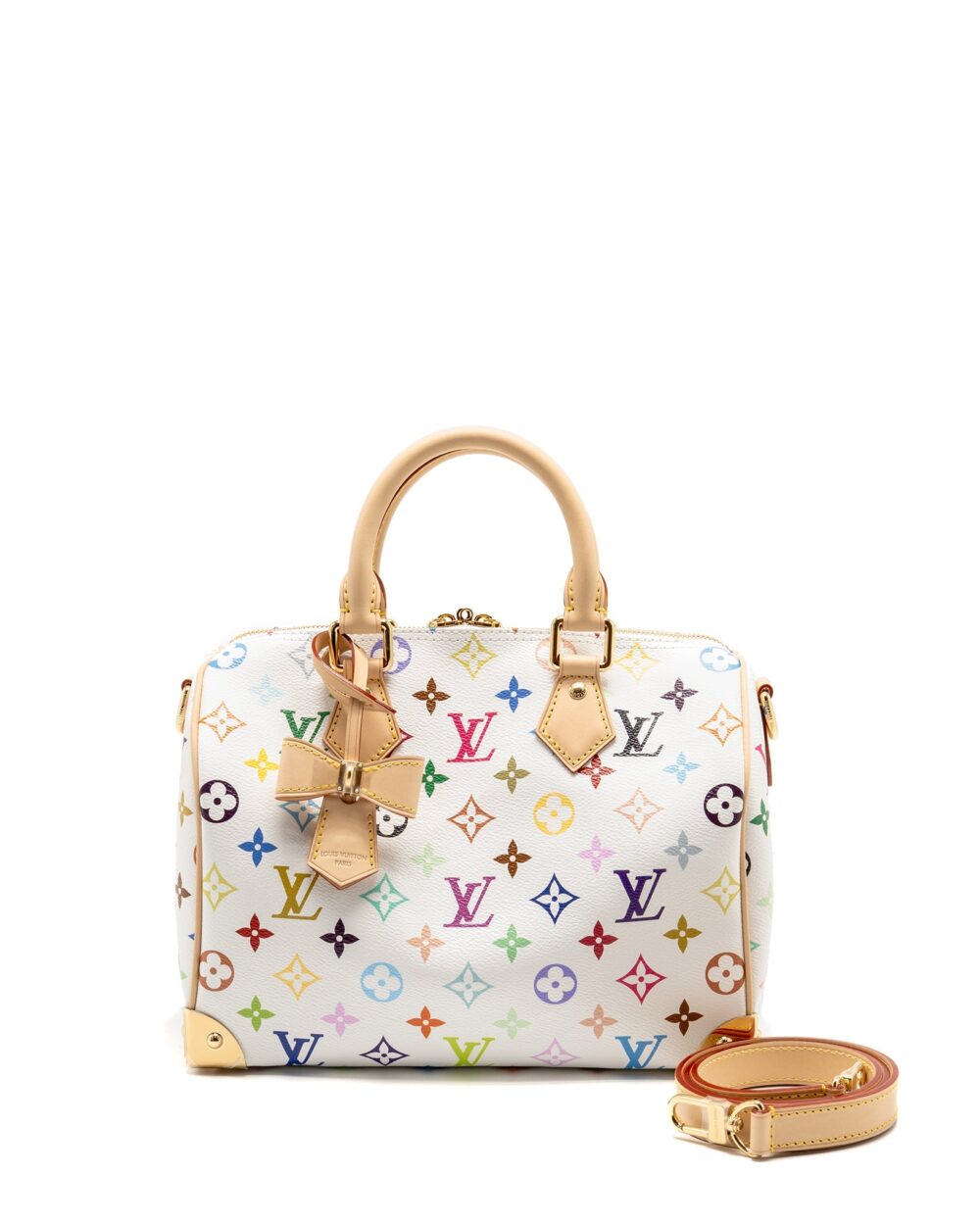 AAA Replica Louis Vuitton LV LV X TM SPEEDY BANDOULIÈRE 25 MONOGRAM CANVAS WHITE/ MULTICOLOUR GHW