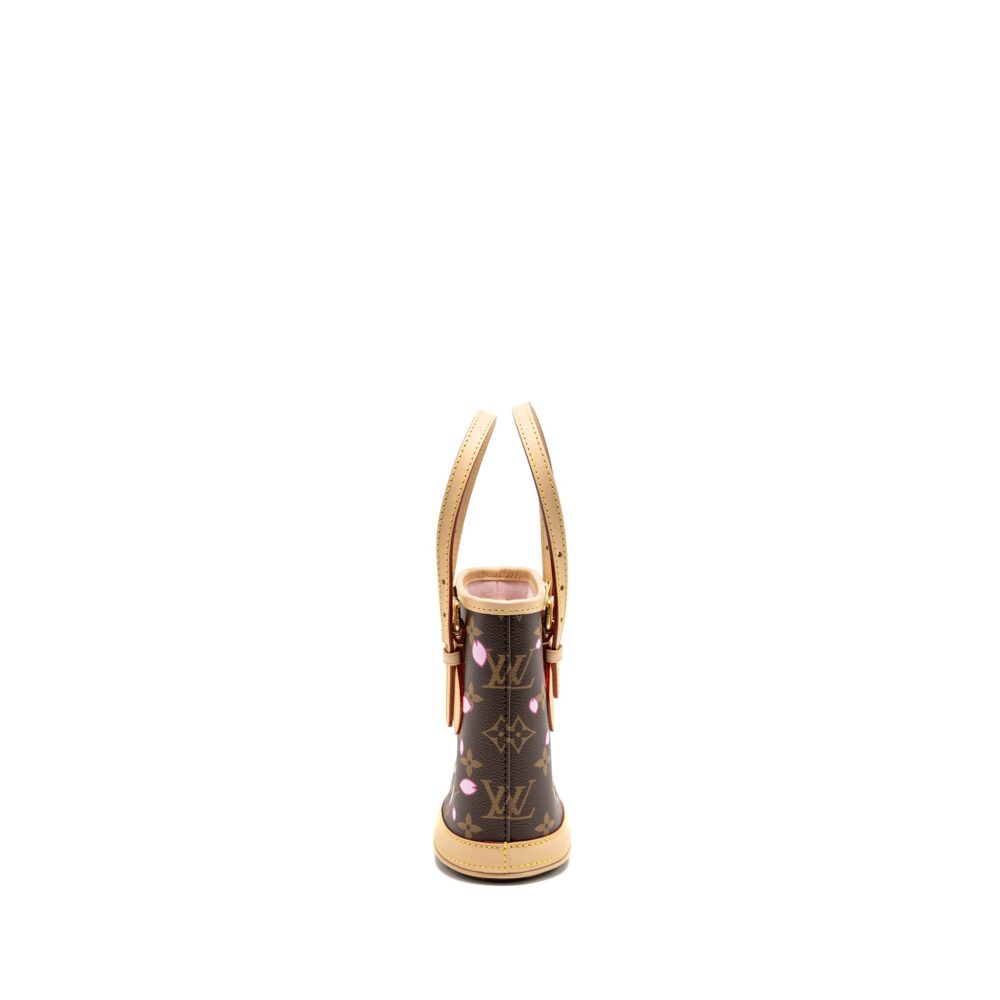 AAA Replica Louis Vuitton LV HARUKI MURAKAMI NANO BUCKET MONOGRAM CANVAS SAKURA BROWN GHW