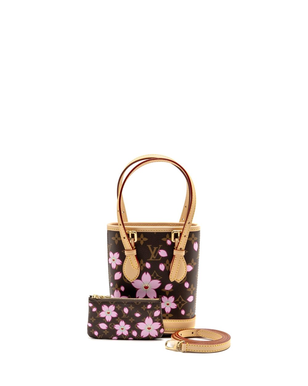 AAA Replica Louis Vuitton LV HARUKI MURAKAMI NANO BUCKET MONOGRAM CANVAS SAKURA BROWN GHW