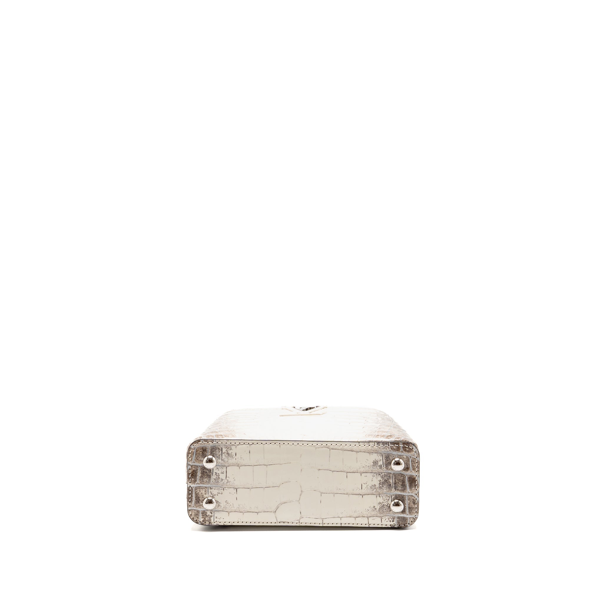 AAA Replica Louis Vuitton LV CAPUCINES MINI HIMALAYAN CROCODILE WHITE SHW