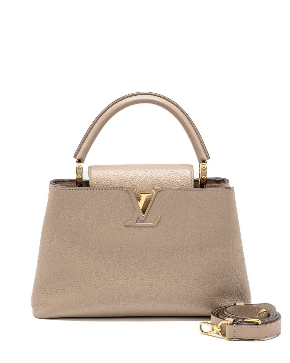 AAA Replica Louis Vuitton LV CAPUCINES MM TAURILLON LEATHER LIGHT GREY GHW