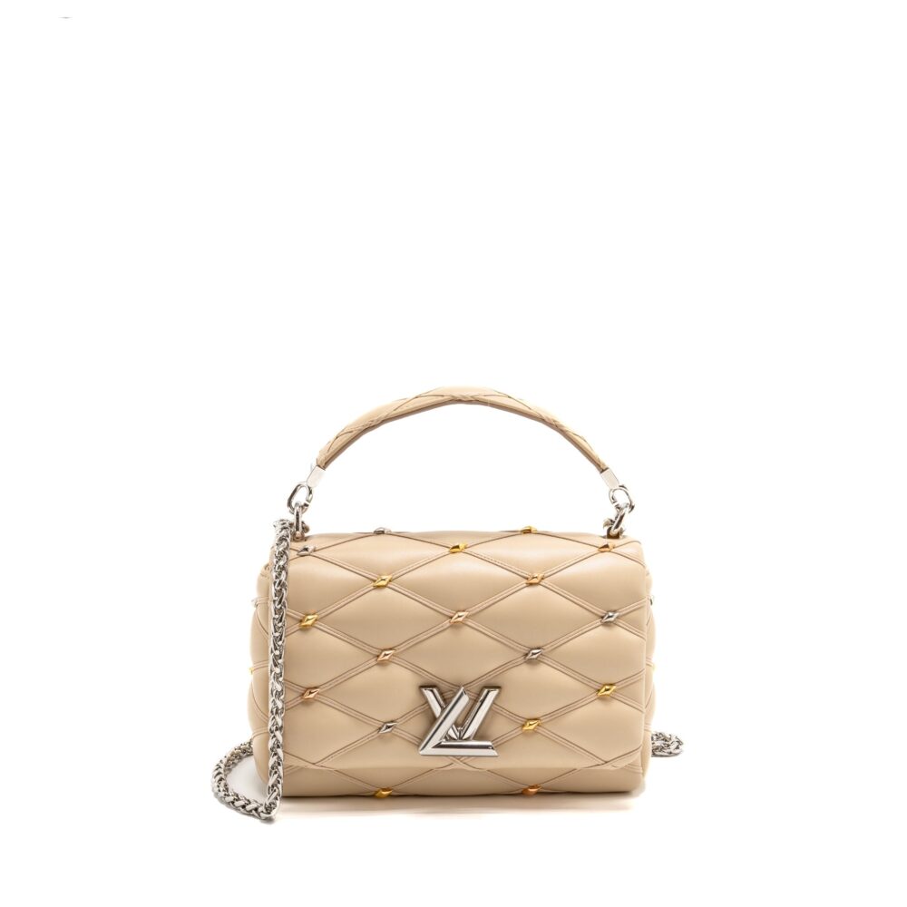AAA Replica Louis Vuitton LV GO-14 MM LAMBSKIN BEIGE MULTICOLOUR HARDWARE