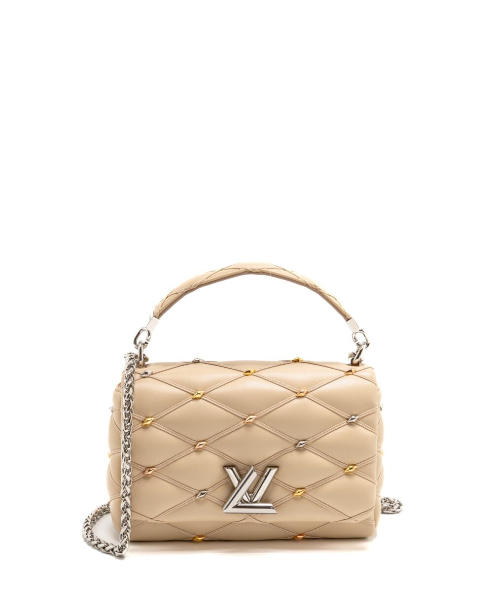 AAA Replica Louis Vuitton LV GO-14 MM LAMBSKIN BEIGE MULTICOLOUR HARDWARE