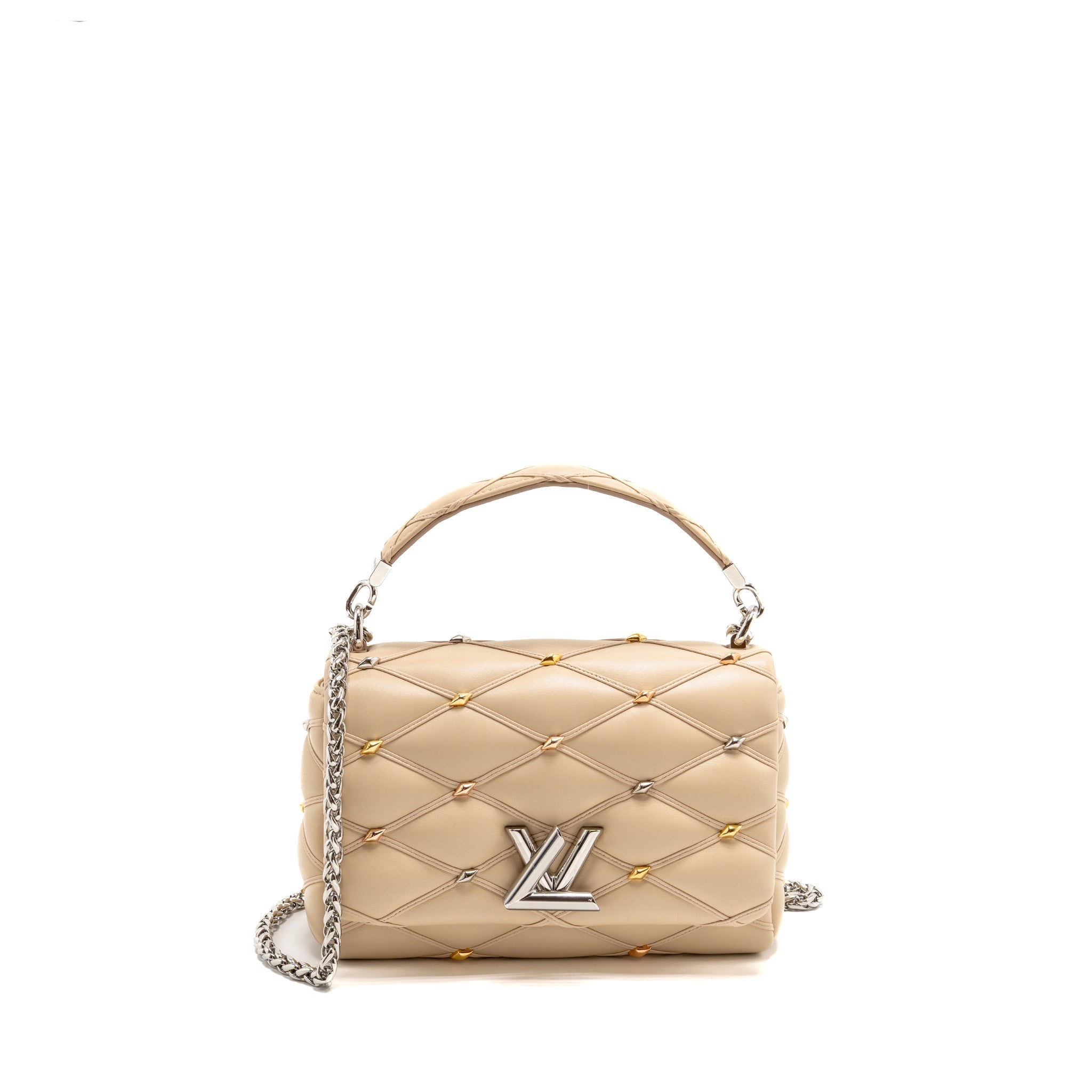 AAA Replica Louis Vuitton LV GO-14 MM LAMBSKIN BEIGE MULTICOLOUR HARDWARE