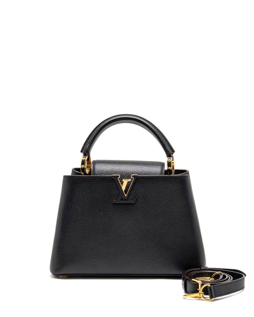 AAA Replica Louis Vuitton LV CAPUCINES BB CALFSKIN BLACK GHW