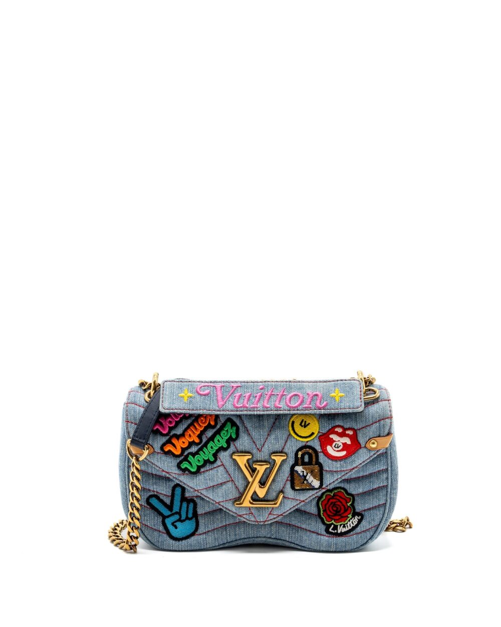 AAA Replica Louis Vuitton LV NEW WAVE FLAP CHAIN BAG LIMITED EDITION DENIM BLUE/ MULTICOLOR GHW