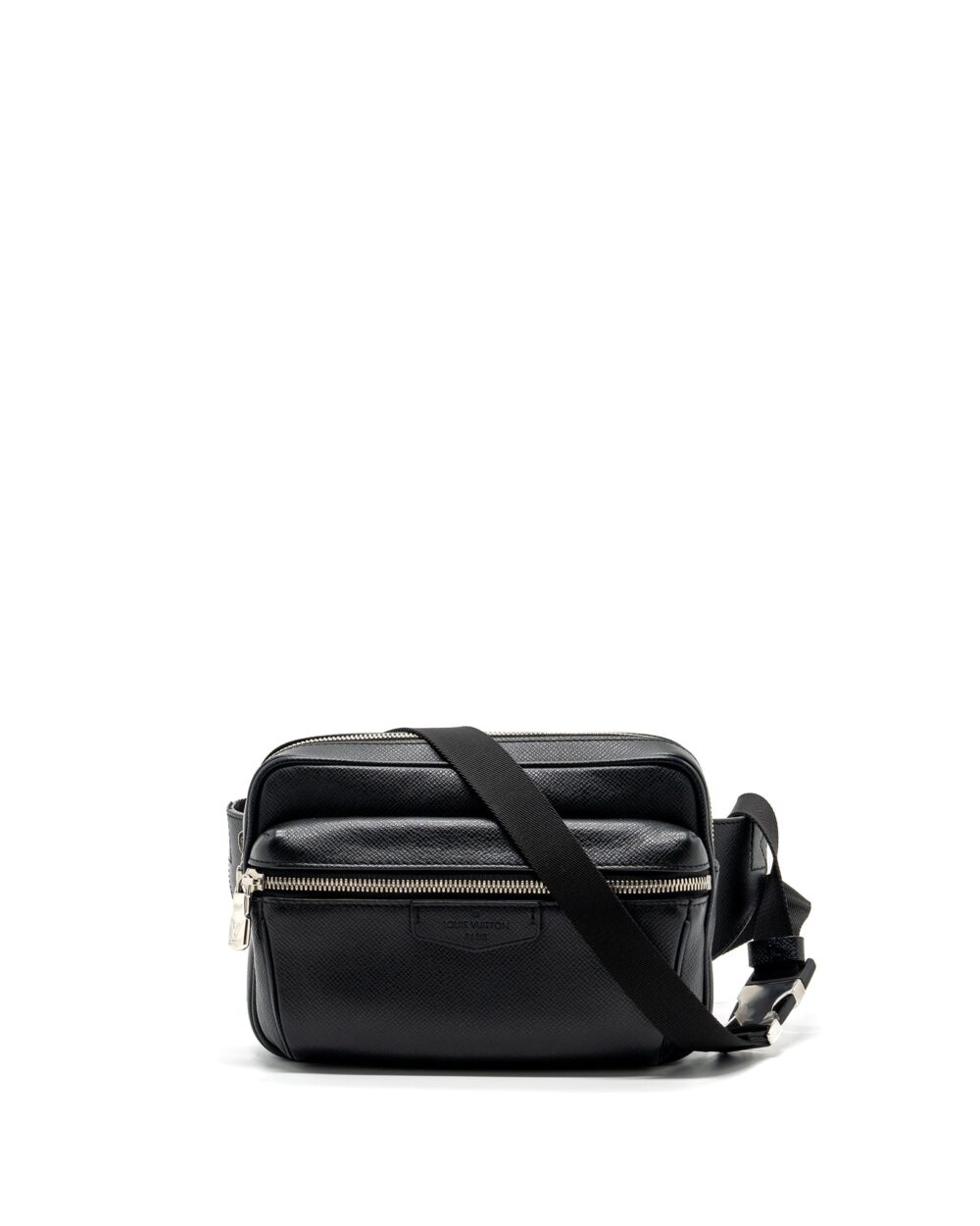 AAA Replica Louis Vuitton LV TAIGA BUM BAG OUTDOOR LEATHER BLACK SHW