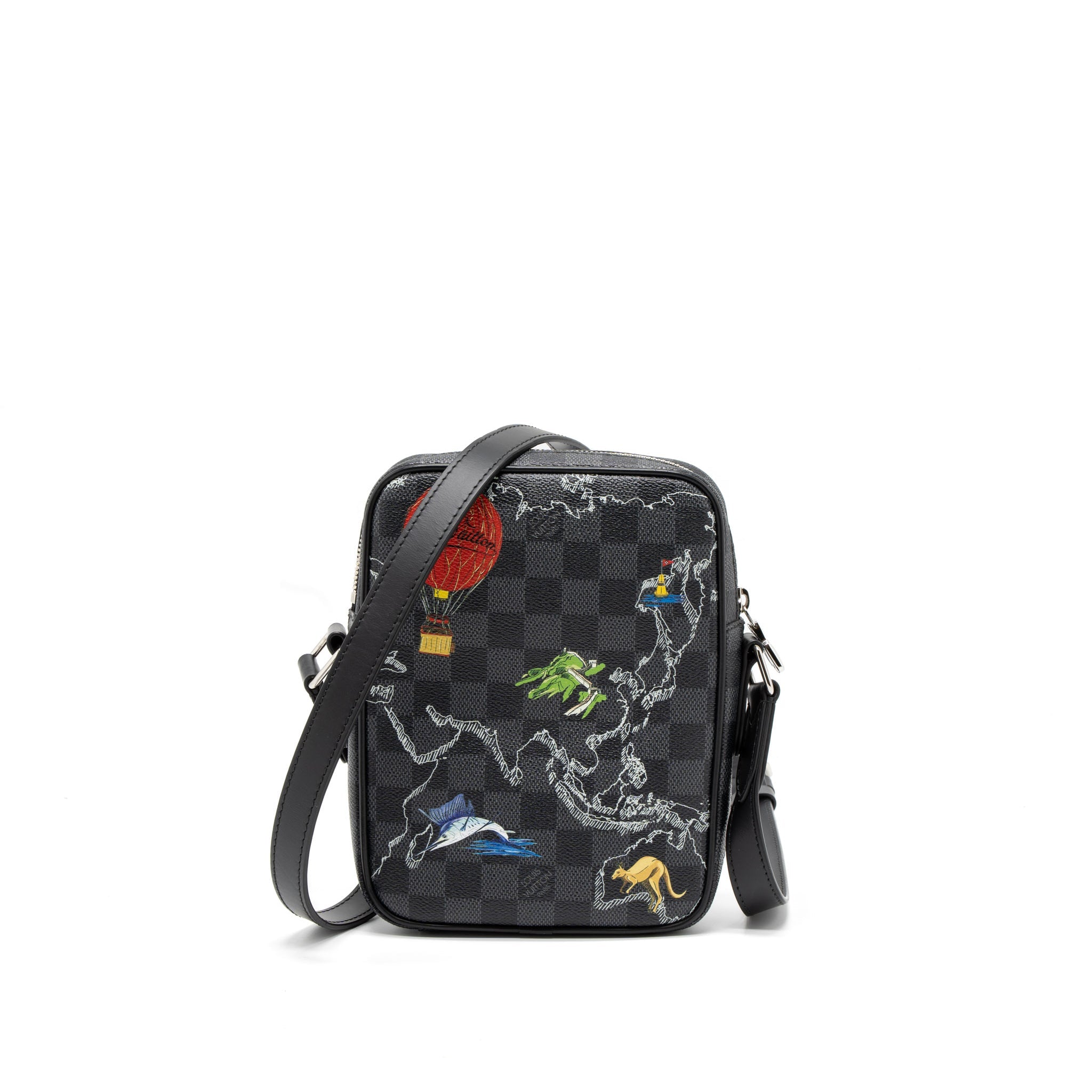 AAA Replica Louis Vuitton LV GRAPHITE MAP DANUBE PM CROSSBODY BAG DAMIER CANVAS / MULTICOLOR SHW