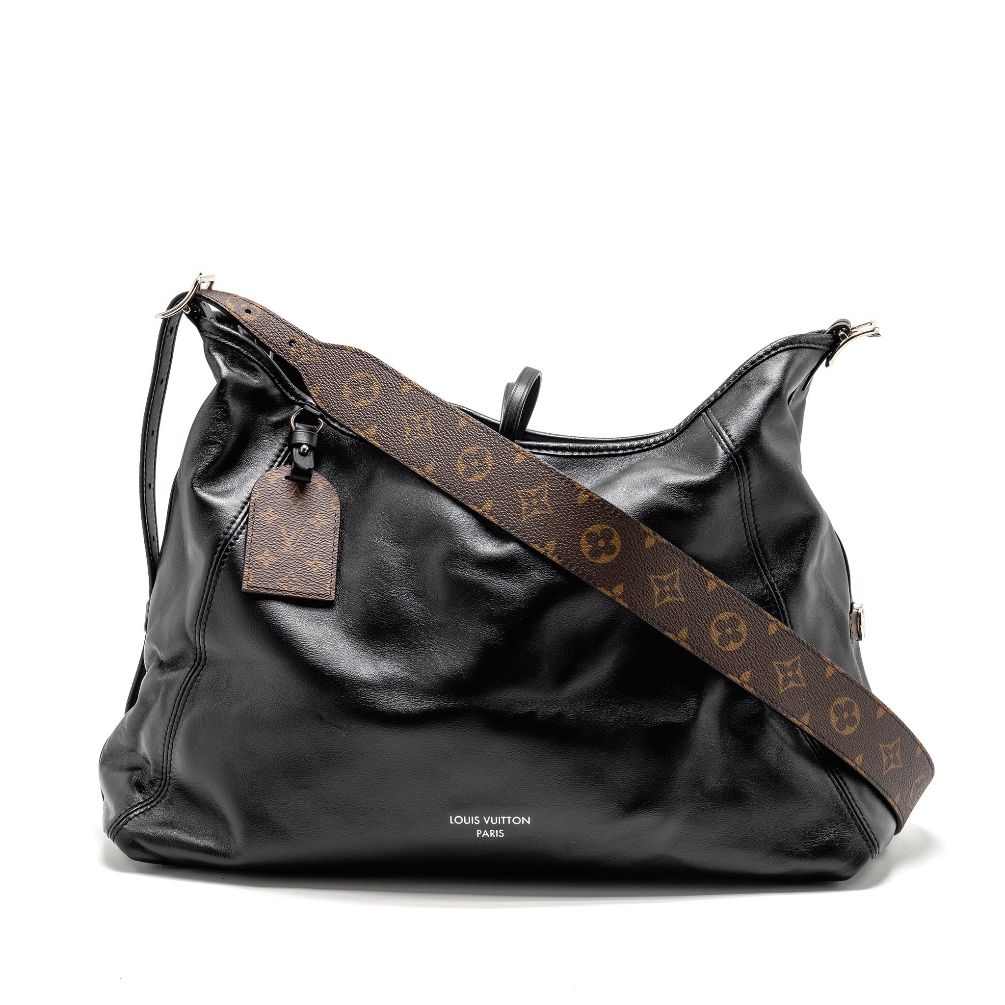 AAA Replica Louis Vuitton LV CARRYALL VIBE MM LAMBSKIN/MONOGRAM CANVAS BLACK SHW