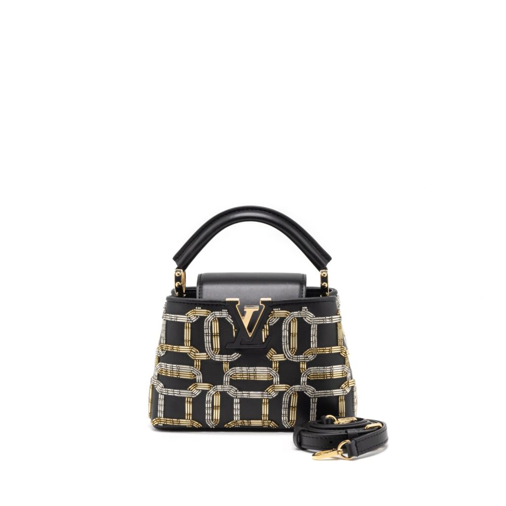 AAA Replica Louis Vuitton LV CAPUCINES BB 21FW LIMITED EDITION CALFSKIN BLACK/MULTICOLOUR GHW