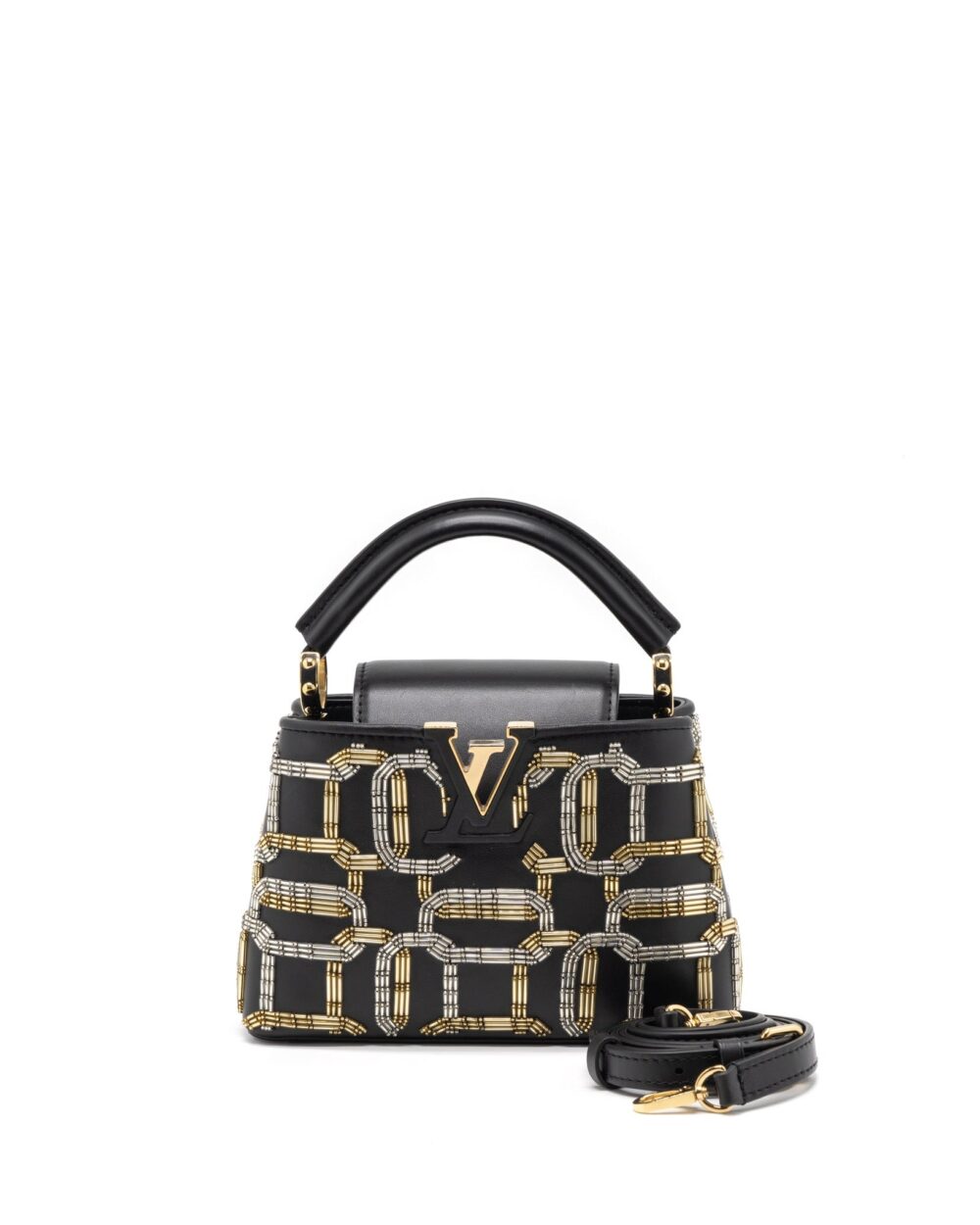 AAA Replica Louis Vuitton LV CAPUCINES BB 21FW LIMITED EDITION CALFSKIN BLACK/MULTICOLOUR GHW