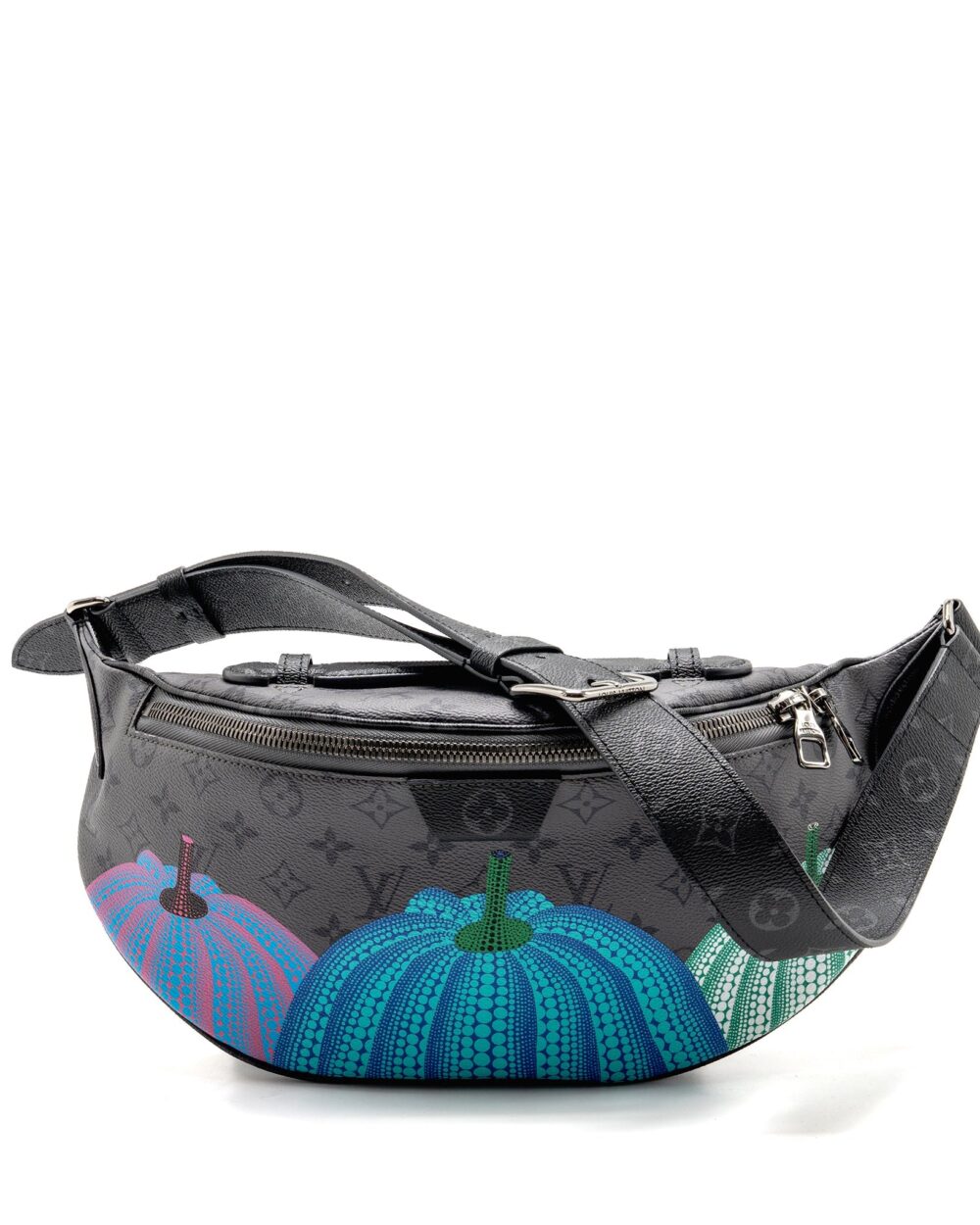 AAA Replica Louis Vuitton LV X YAYOI KUSAMA REVERSE MONOGRAM ECLIPSE MAXI BUMBAG CANVAS GREY/ MULTICOLOUR DARK SILVER HARDWARE