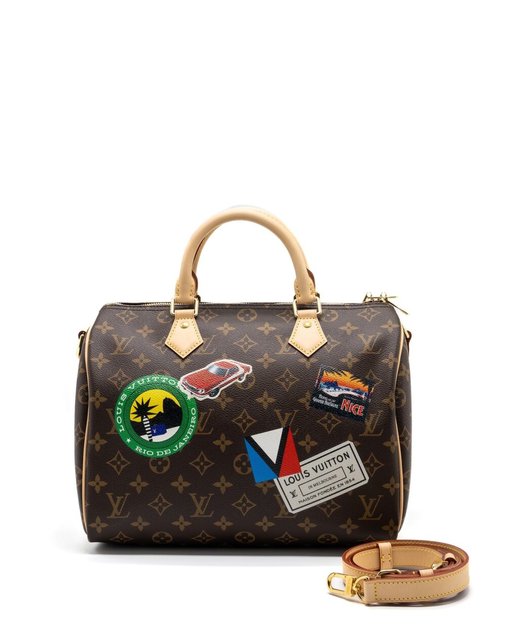 AAA Replica Louis Vuitton LV SPEEDY BANDOULIERE 30 MY LV WORLD TOUR MONOGRAM CANVAS GHW