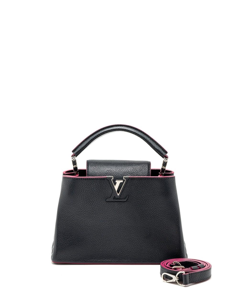 AAA Replica Louis Vuitton LV CAPUCINES BB TAURILLON NAVY SHW
