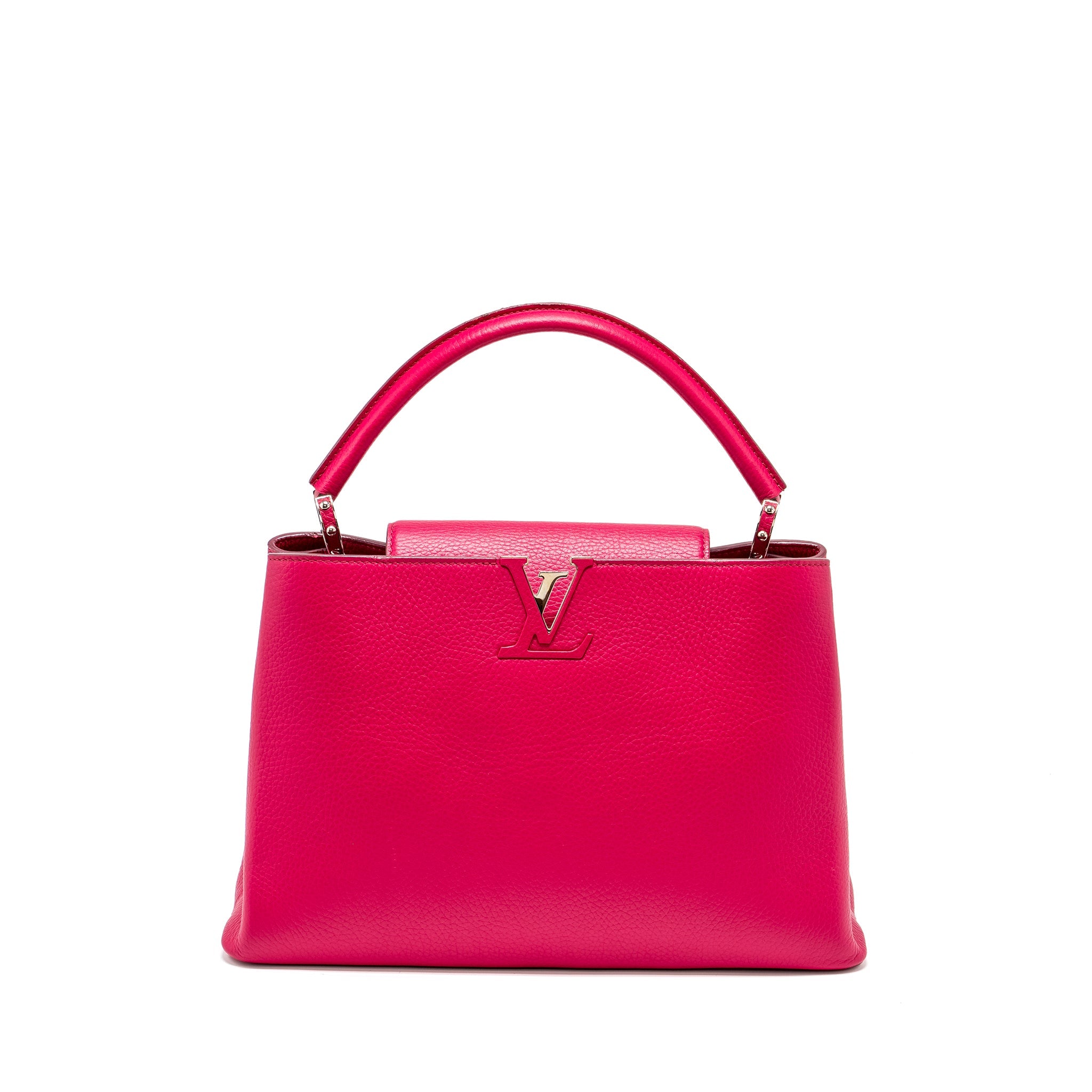 AAA Replica Louis Vuitton LV CAPUCINES TAURILLON HOT PINK SHW