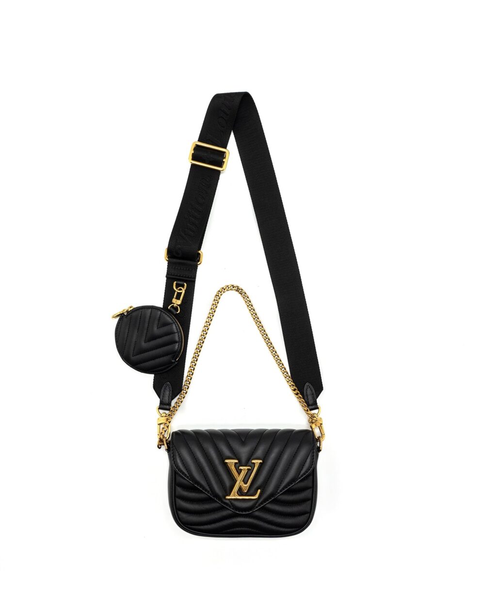 AAA Replica Louis Vuitton LV NEW WAVE MULTI POCHETTE CALFSKIN BLACK GHW
