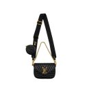AAA Replica Louis Vuitton LV NEW WAVE MULTI POCHETTE CALFSKIN BLACK GHW