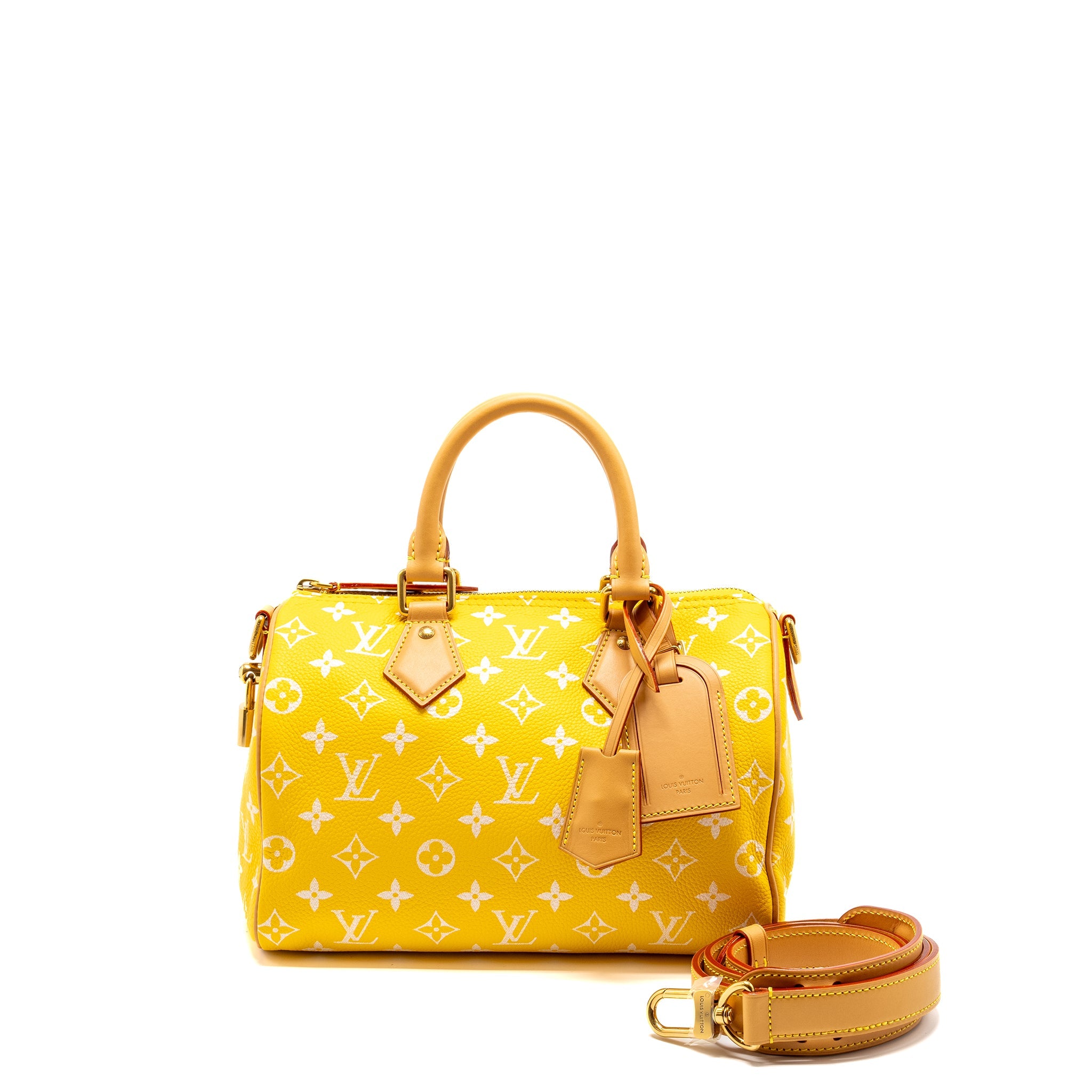 AAA Replica Louis Vuitton LV SPEEDY P9 BANDOULIÈRE 25 MONOGRAM SOFT CALFSKIN JAUNE MAT GHW