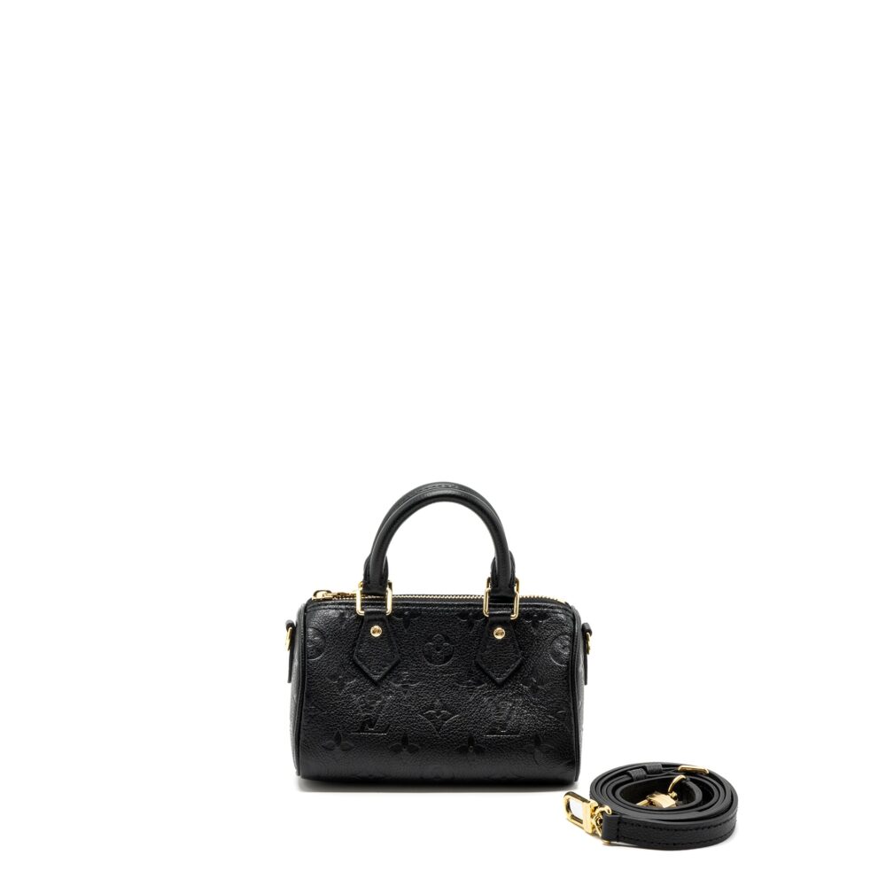AAA Replica Louis Vuitton LV NANO SPEEDY MONOGRAM EMPREINTE BLACK GHW(NEW VERSION)