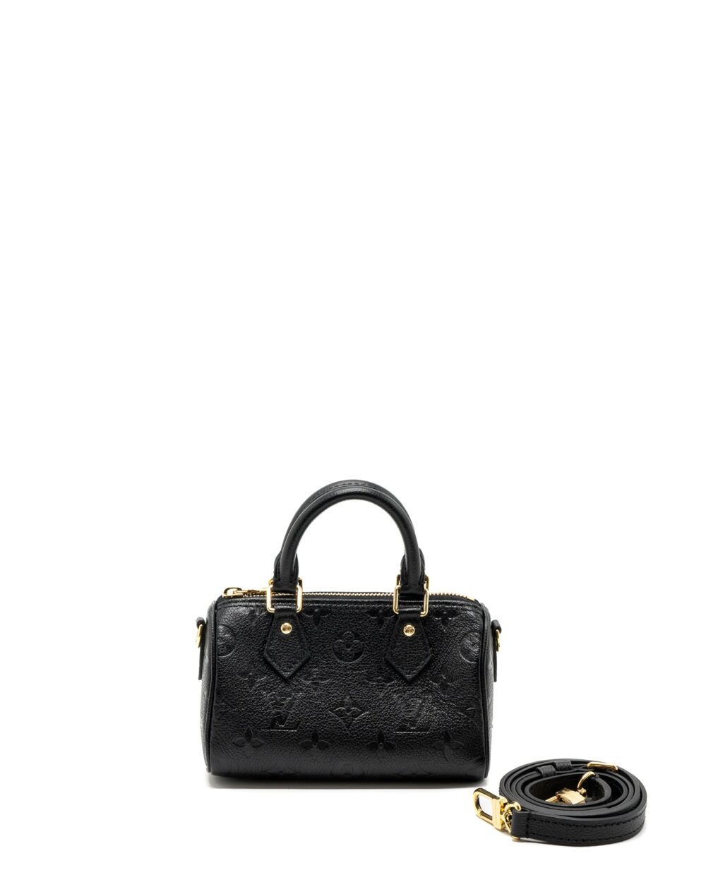 AAA Replica Louis Vuitton LV NANO SPEEDY MONOGRAM EMPREINTE BLACK GHW(NEW VERSION)