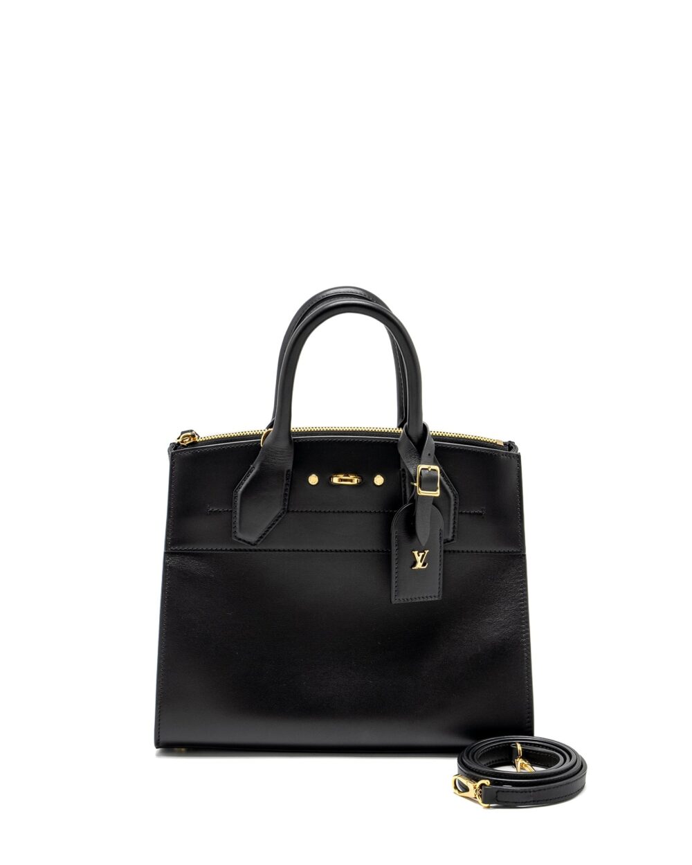 AAA Replica Louis Vuitton LV CITY STEAMER PM GRAINED CALFSKIN BLACK GHW