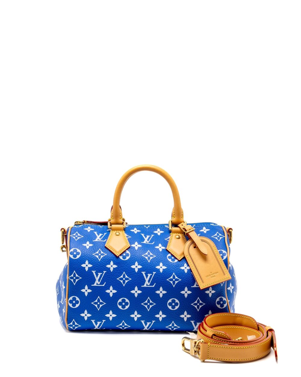 AAA Replica Louis Vuitton LV SPEEDY P9 BANDOULIERE 25 MONOGRAM SOFT CALFSKIN BLEU GHW