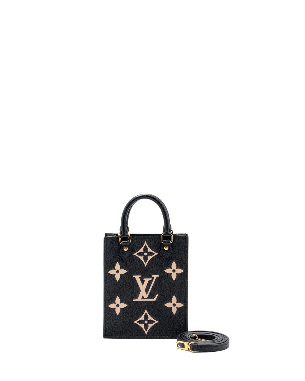 AAA Replica Louis Vuitton LV PETIT SAC PLAT MONOGRAM EMPREINTE BLACK/ BEIGE GHW (NEW VERSION)